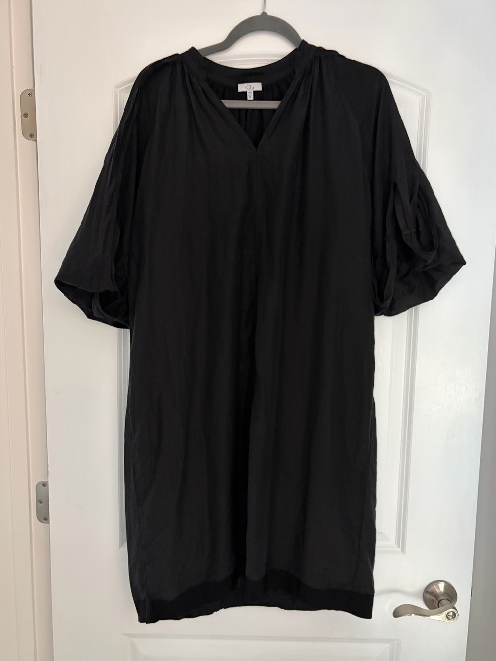 CLU Women’s Relaxed Fit Shift Dress with Short Sleeves Silk Cotton Blend Size S
